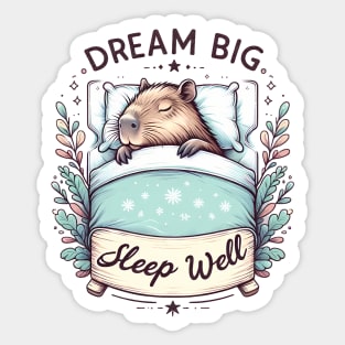 Dream Big, Sleep Well Capybara in Bed Sticker